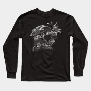 Bird Skull and Flowers Long Sleeve T-Shirt